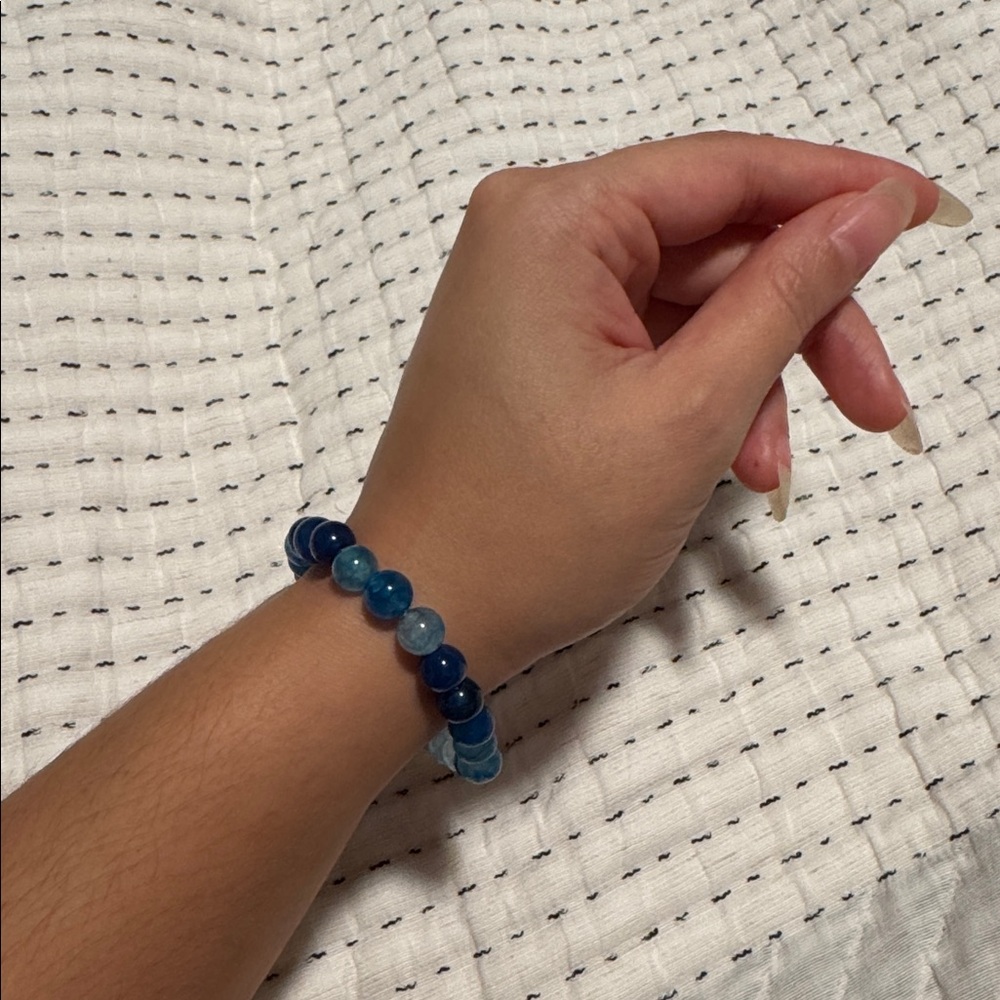 Blue Dragon Vein Agate 7mm Stretch Gemstone Bracelet